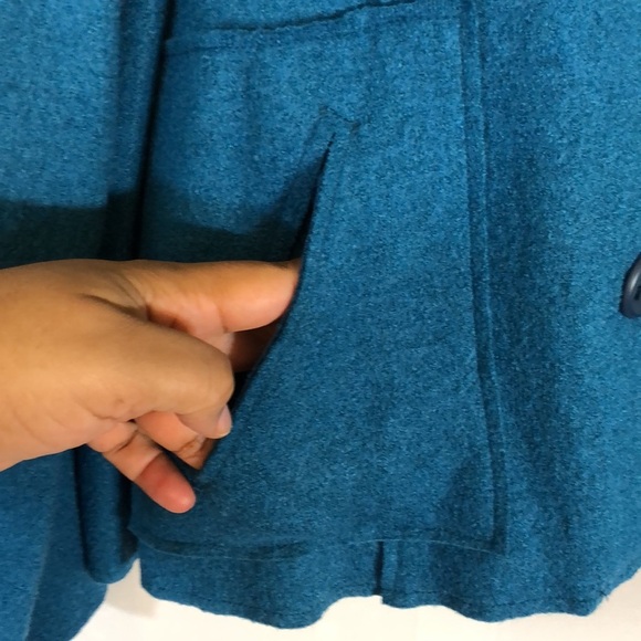 COLDWATER CREEK Teal Boiled Wool Blend Button Front Coat Jacket Size XL - Picture 7 of 16